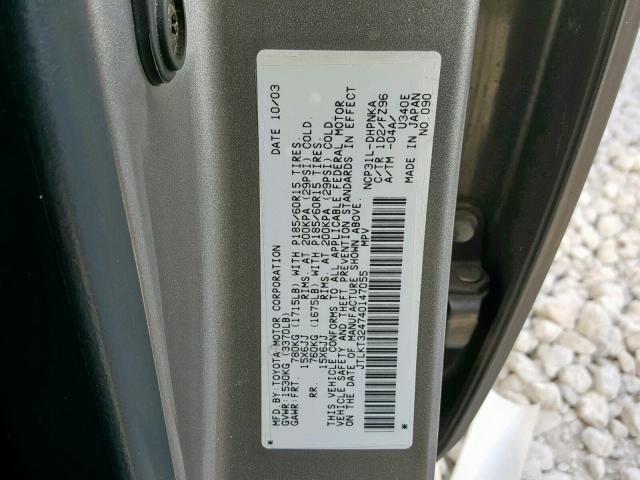 JTLKT324740147055 - 2004 TOYOTA SCION XB SILVER photo 10