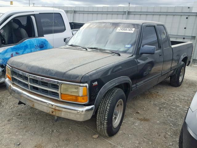 1B7GL23Y7TS500412 - 1996 DODGE DAKOTA BLACK photo 2