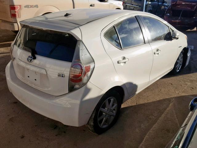 JTDKDTB33C1526269 - 2012 TOYOTA PRIUS C WHITE photo 4