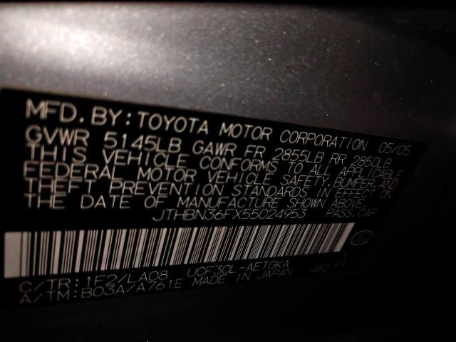 JTHBN36FX55024953 - 2005 LEXUS LS 430 SILVER photo 10