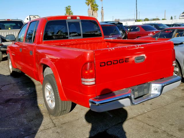 1B7HL48X82S602400 - 2002 DODGE DAKOTA QUA RED photo 3