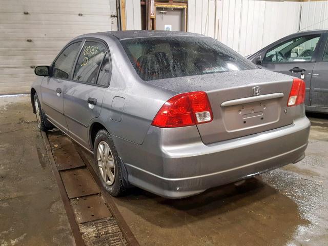 1HGES16415L017445 - 2005 HONDA CIVIC DX GRAY photo 3