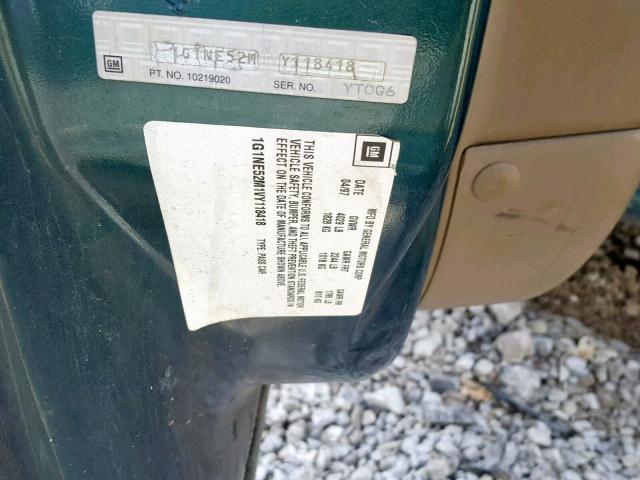 1G1NE52M1VY118418 - 1997 CHEVROLET MALIBU LS GREEN photo 10