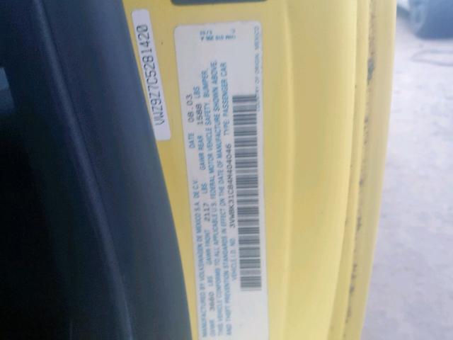 3VWBK31C84M404046 - 2004 VOLKSWAGEN NEW BEETLE ყვითელი ფოტო 10