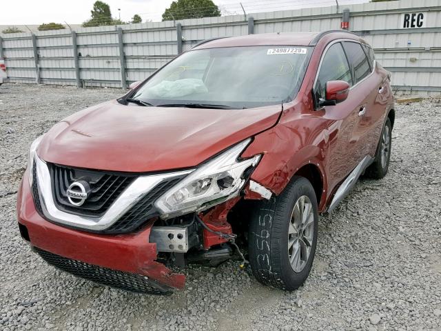 5N1AZ2MHXHN157972 - 2017 NISSAN MURANO S RED photo 2