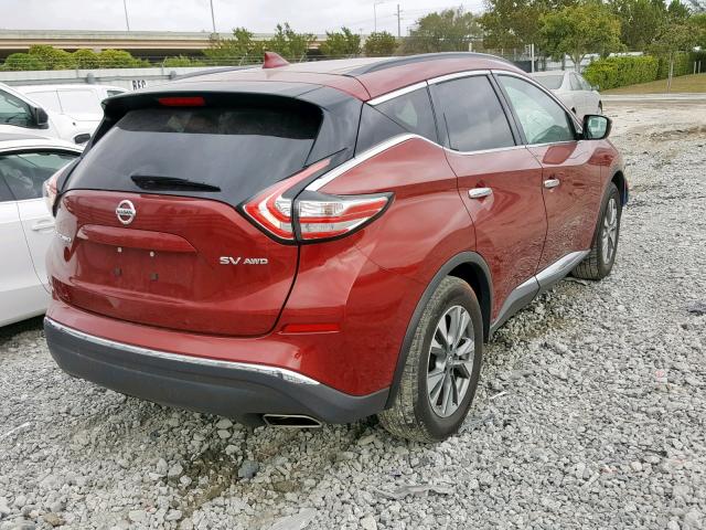 5N1AZ2MHXHN157972 - 2017 NISSAN MURANO S RED photo 4