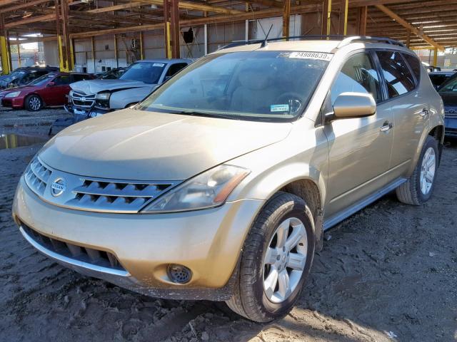 JN8AZ08W27W604597 - 2007 NISSAN MURANO SL GOLD photo 2