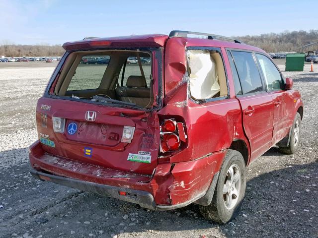 5FNYF18716B022852 - 2006 HONDA PILOT EX RED photo 4