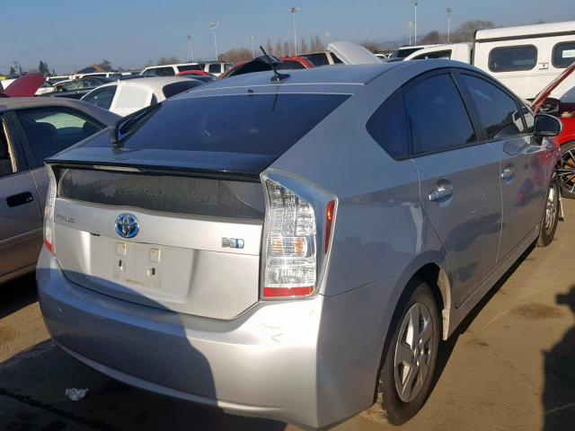 JTDKN3DUXB0293711 - 2011 TOYOTA PRIUS SILVER photo 4