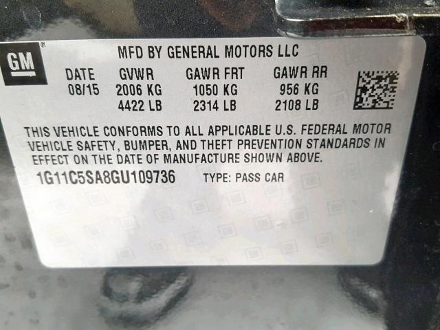 1G11C5SA8GU109736 - 2016 CHEVROLET MALIBU LIM 黑色 照片 10