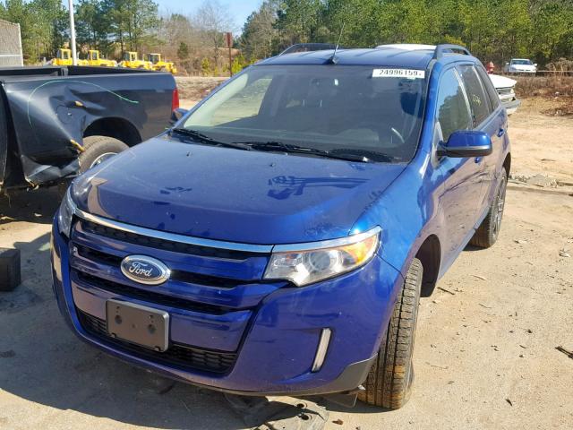 2FMDK3JC7EBB34687 - 2014 FORD EDGE SEL BLUE photo 2