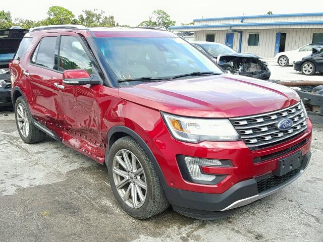 1FM5K7F85HGB19702 - 2017 FORD EXPLORER L RED photo 1