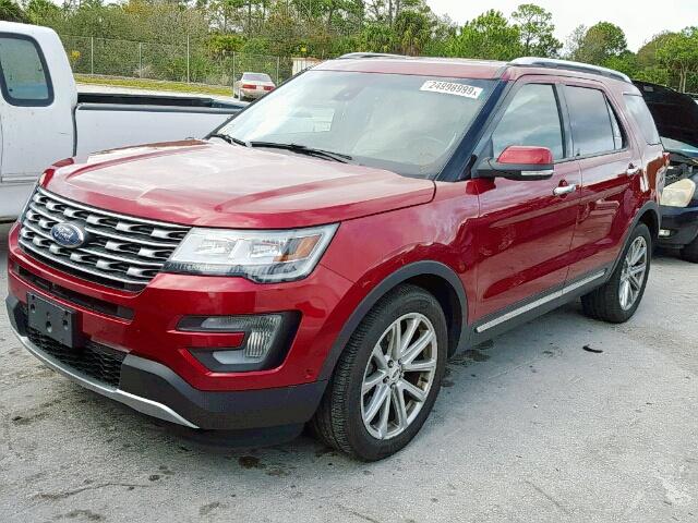 1FM5K7F85HGB19702 - 2017 FORD EXPLORER L RED photo 2