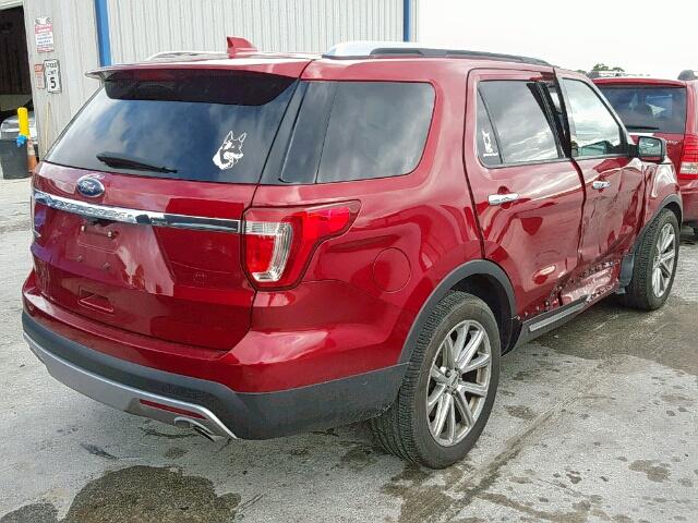 1FM5K7F85HGB19702 - 2017 FORD EXPLORER L RED photo 4