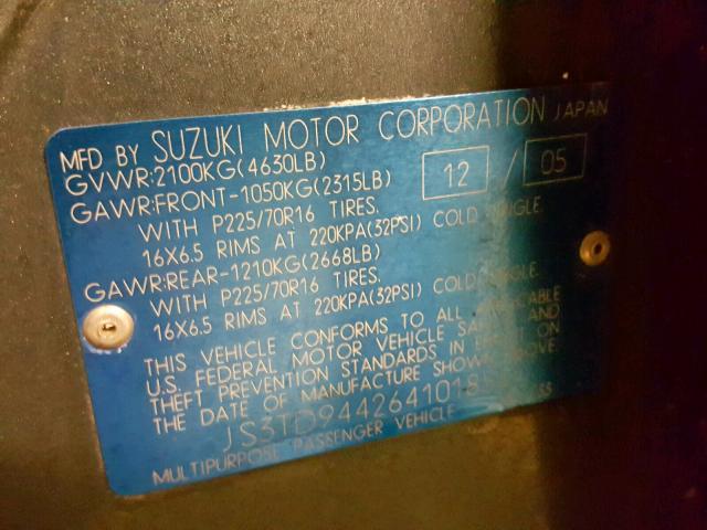 JS3TD944264101854 - 2006 SUZUKI GRAND VITA BLUE photo 10