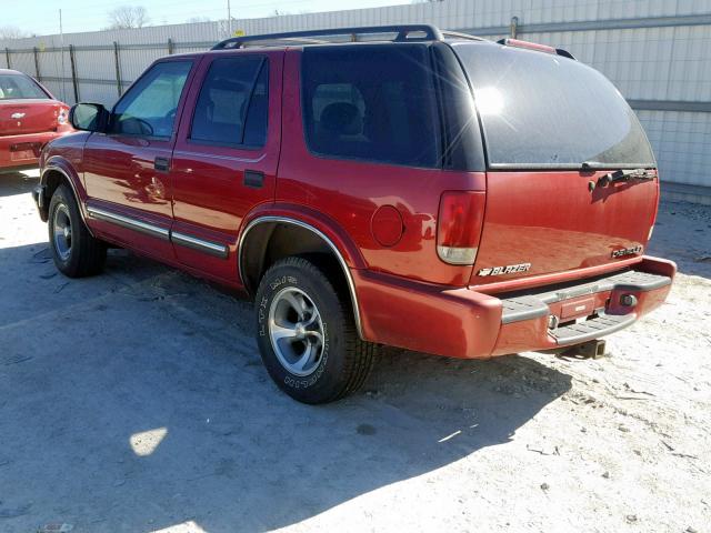 1GNCS13W4Y2147216 - 2000 CHEVROLET BLAZER BURGUNDY photo 3