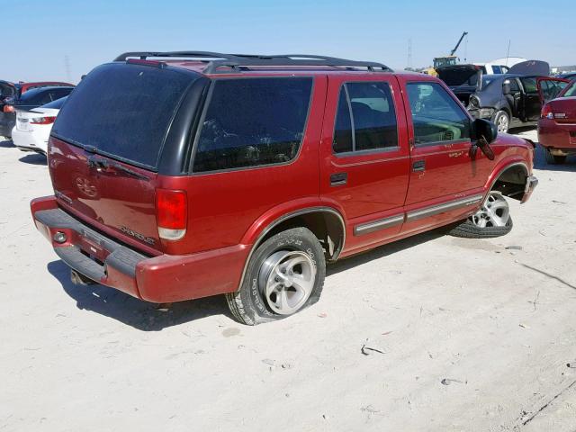 1GNCS13W4Y2147216 - 2000 CHEVROLET BLAZER BURGUNDY photo 4