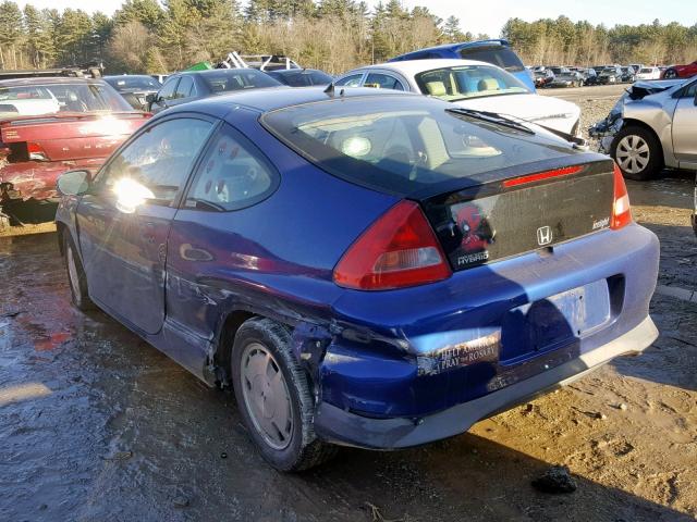 JHMZE14732T001343 - 2002 HONDA INSIGHT BLUE photo 3