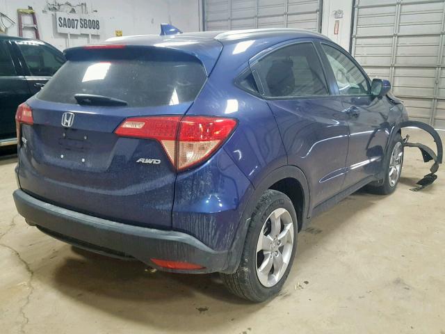 3CZRU6H73HM727927 - 2017 HONDA HR-V EXL BLUE photo 4