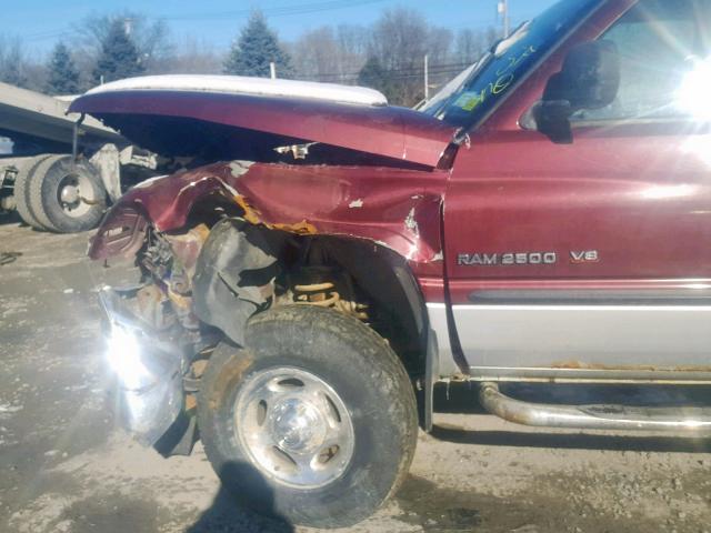 3B7KF23Z91G729494 - 2001 DODGE RAM 2500 BURGUNDY photo 9