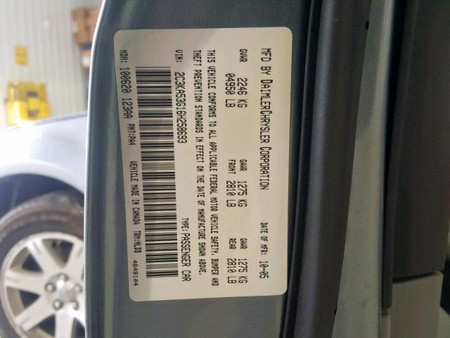 2C3KA53G16H258693 - 2006 CHRYSLER 300 TOURIN GRAY photo 10