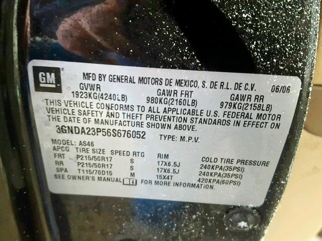 3GNDA23P56S676052 - 2006 CHEVROLET HHR LT BLACK photo 10