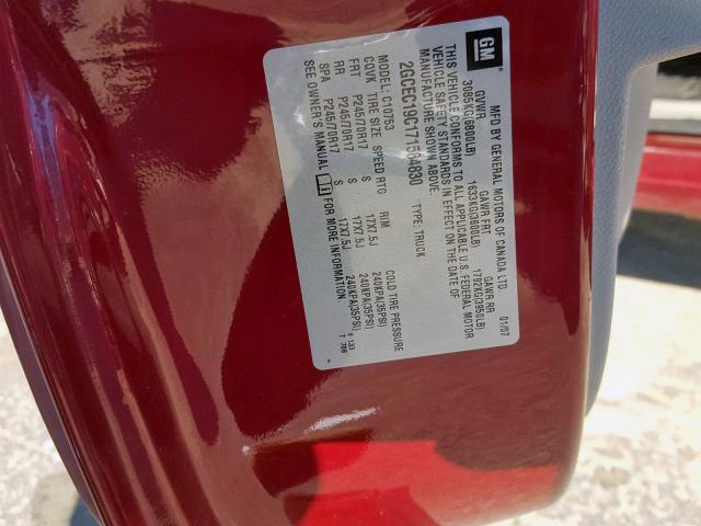 2GCEC19C171584830 - 2007 CHEVROLET SILVERADO BURGUNDY photo 10