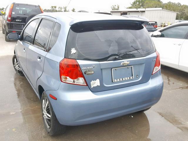 KL1TD66627B711849 - 2007 CHEVROLET AVEO BASE ლურჯი ფოტო 3
