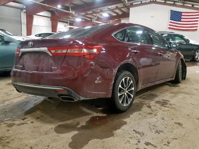 4T1BK1EB1JU275532 - 2018 TOYOTA AVALON XLE MAROON photo 4