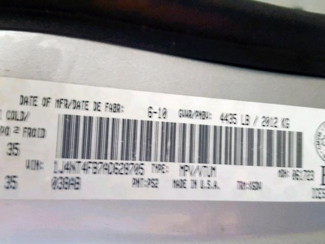 1J4NT4FB7AD628705 - 2010 JEEP COMPASS SP ვერცხლისფერი ფოტო 10