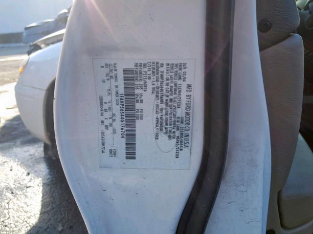 1FAHP56S44G176704 - 2004 FORD TAURUS SEL WHITE photo 10