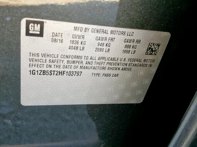 1G1ZB5ST2HF103797 - 2017 CHEVROLET MALIBU LS CHARCOAL photo 10