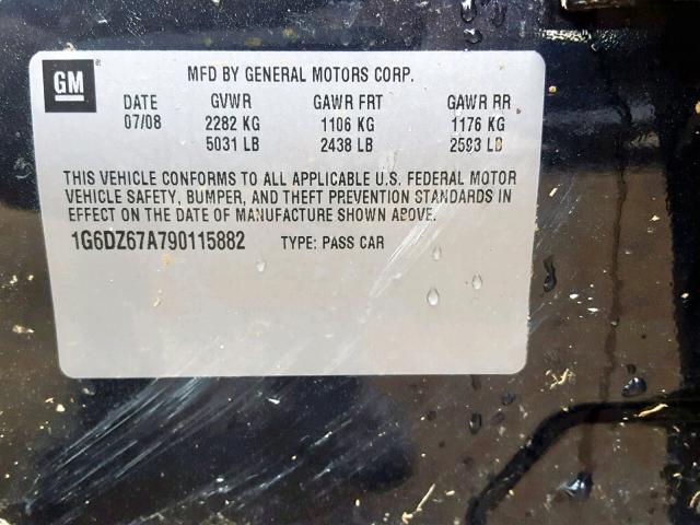 1G6DZ67A790115882 - 2009 CADILLAC STS BLACK photo 10