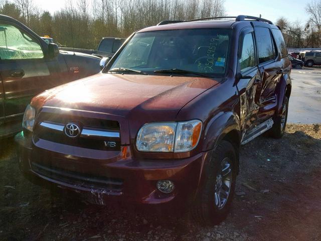 5TDBT48A27S282556 - 2007 TOYOTA SEQUOIA LI RED photo 2