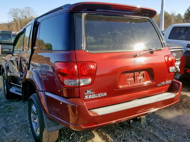 5TDBT48A27S282556 - 2007 TOYOTA SEQUOIA LI RED photo 3