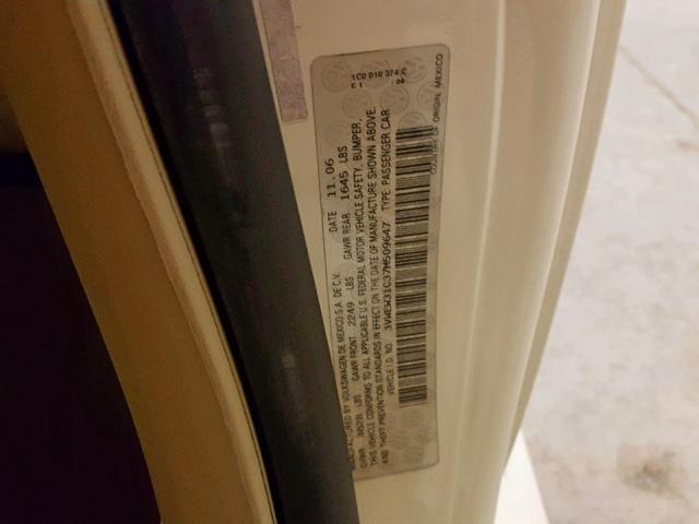 3VWEW31C37M509647 - 2007 VOLKSWAGEN NEW BEETLE CREAM photo 10