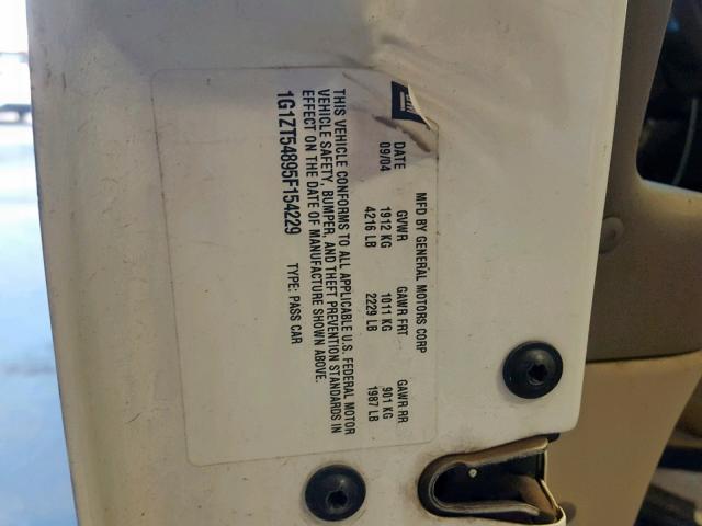 1G1ZT54895F154229 - 2005 CHEVROLET MALIBU LS WHITE photo 10