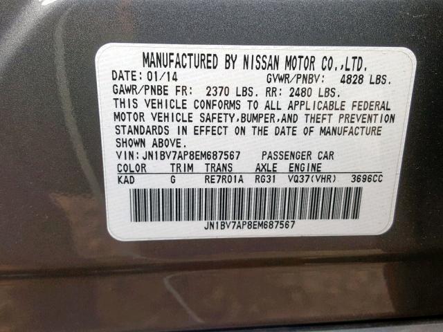 JN1BV7AP8EM687567 - 2014 INFINITI Q50 BASE GRAY photo 10