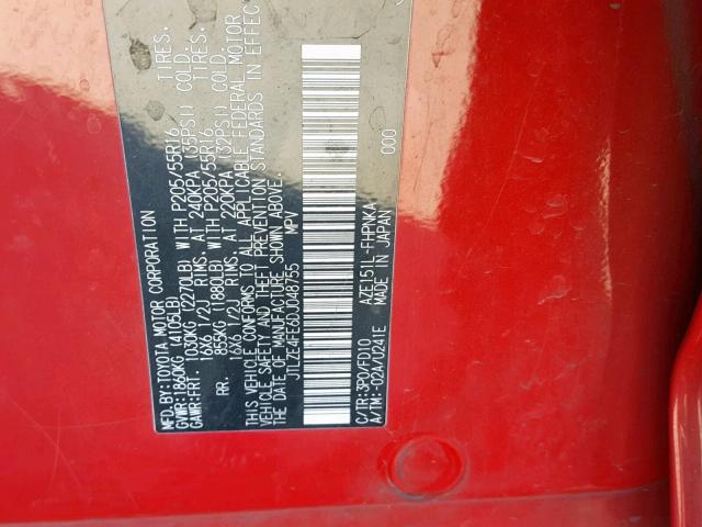 JTLZE4FE6DJ048755 - 2013 TOYOTA SCION XB 红色 照片 10