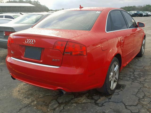 WAUAF78EX8A028600 - 2008 AUDI A4 2.0T RED photo 4