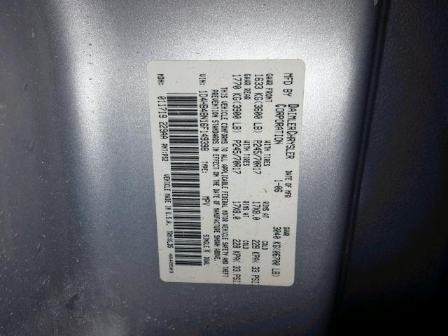 1D4HB48N16F149398 - 2006 DODGE DURANGO SL SILVER photo 10