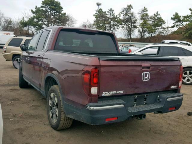 5FPYK3F53HB014593 - 2017 HONDA RIDGELINE MAROON photo 3