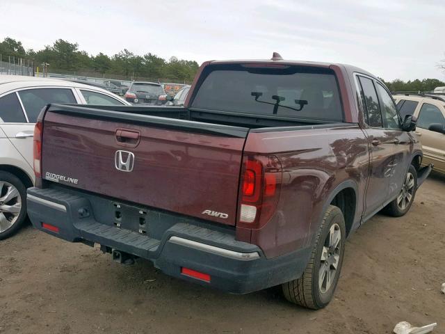 5FPYK3F53HB014593 - 2017 HONDA RIDGELINE MAROON photo 4