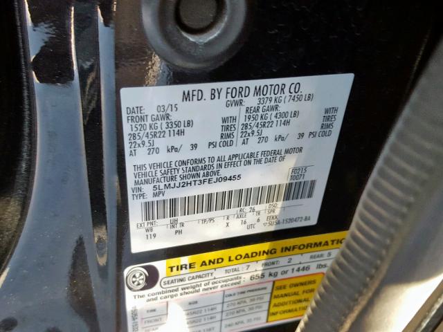 5LMJJ2HT3FEJ09455 - 2015 LINCOLN NAVIGATOR Qara foto 10