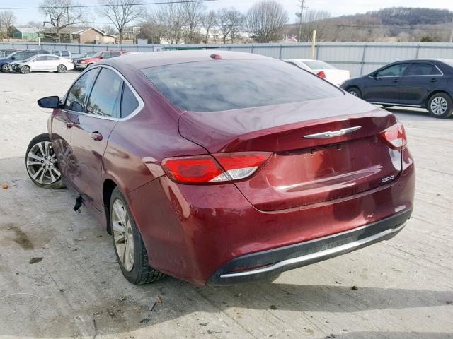 1C3CCCAB0FN744333 - 2015 CHRYSLER 200 LIMITE MAROON photo 3