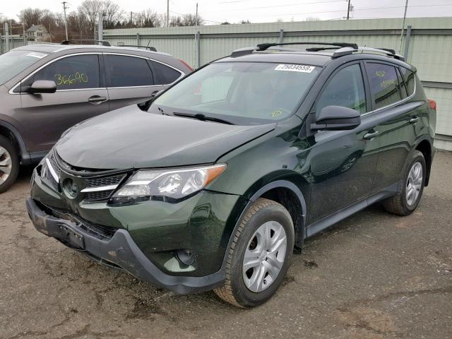 2T3BFREV6DW021596 - 2013 TOYOTA RAV4 LE GREEN photo 2