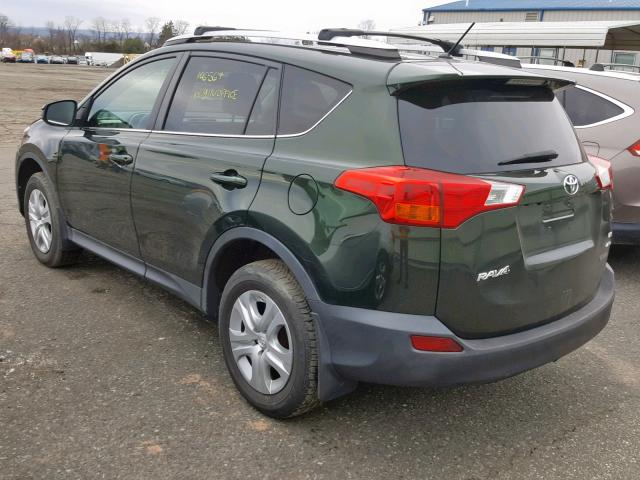 2T3BFREV6DW021596 - 2013 TOYOTA RAV4 LE GREEN photo 3