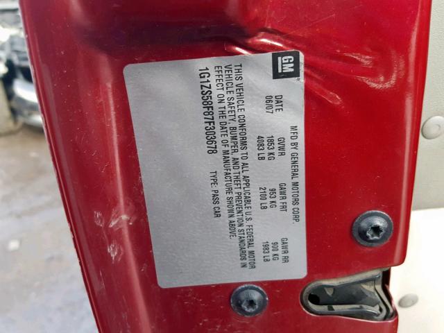 1G1ZS58F87F303678 - 2007 CHEVROLET MALIBU LS RED photo 10