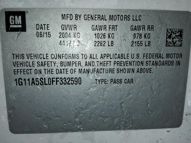 1G11A5SL0FF332590 - 2015 CHEVROLET MALIBU LS WHITE photo 10