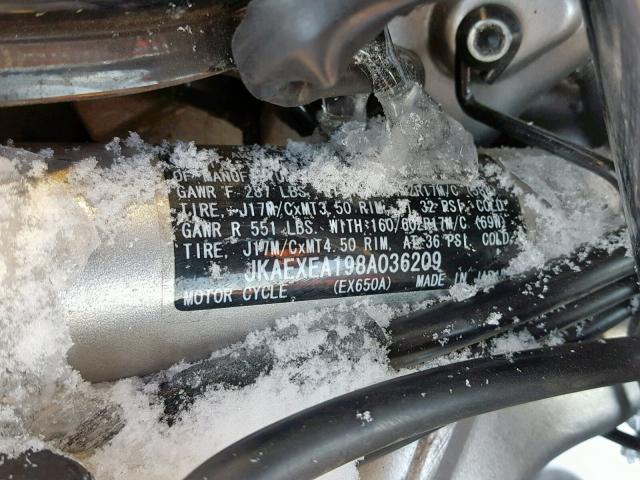 JKAEXEA198A036209 - 2008 KAWASAKI EX650 A Qara foto 10